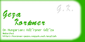 geza korpner business card